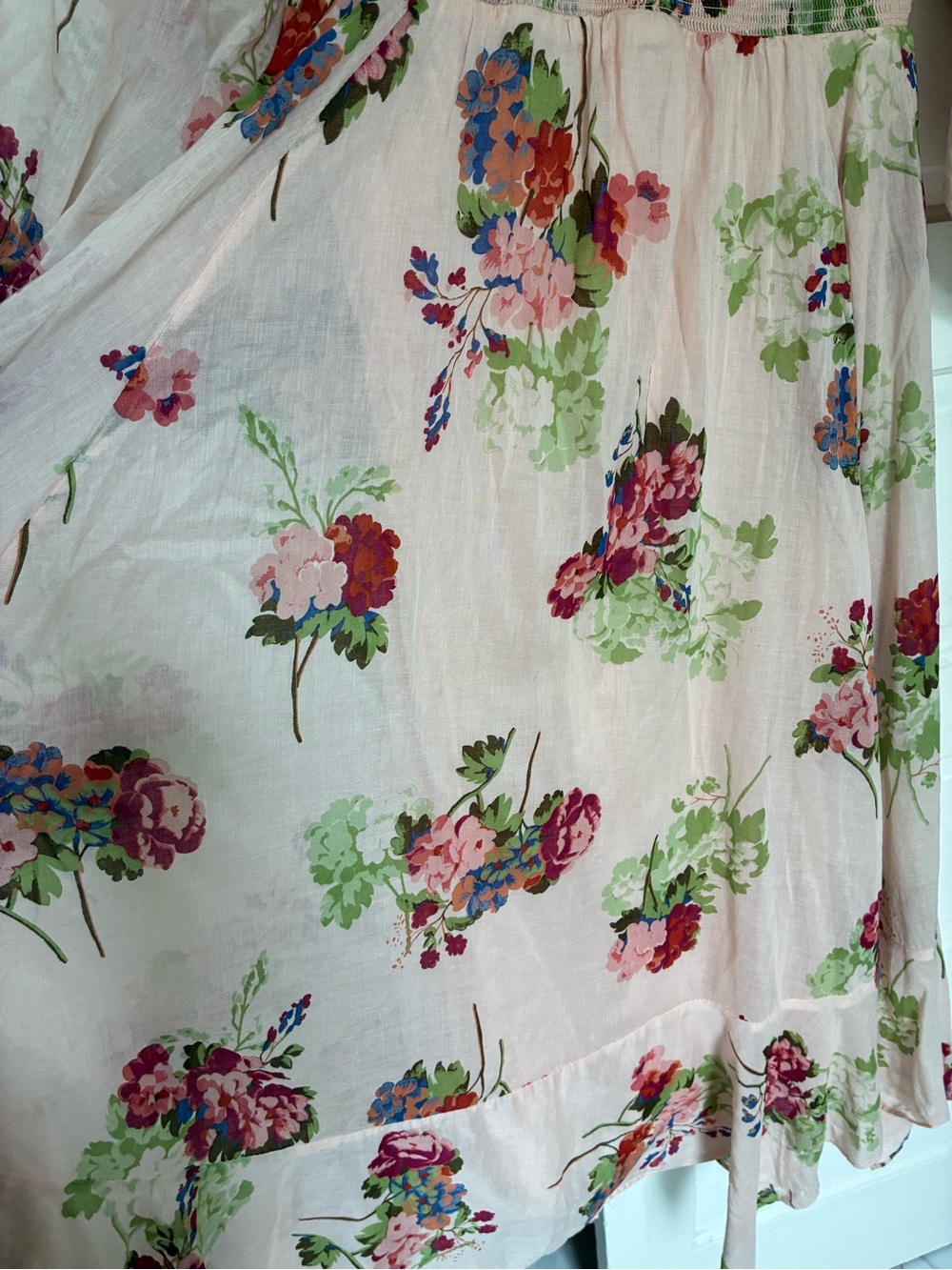 Free People 100% Cotton Tea Morning Pink Floral Smocked Maxi Dress - Picture 4 of 8